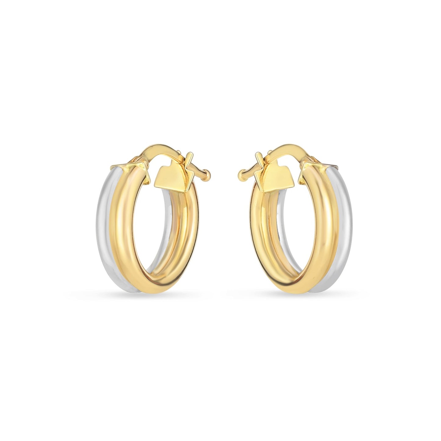 14k Two Tone Gold Double Round Hoops - The Best Accessory