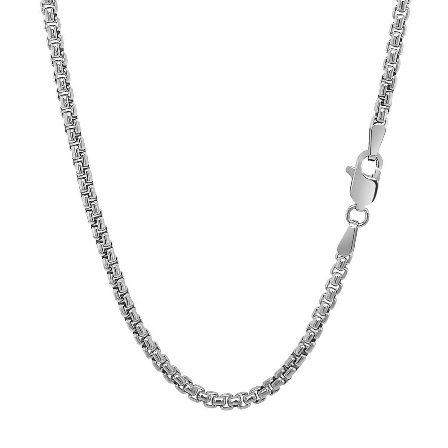 14k White Gold Solid Round Box Chain (2.5 mm) - The Best Accessory