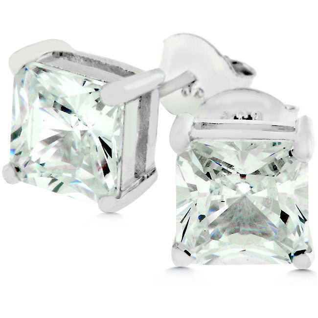 Sterling Silver Princess Cut Stud Earrings - The Best Accessory