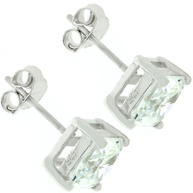 Sterling Silver Princess Cut Stud Earrings - The Best Accessory