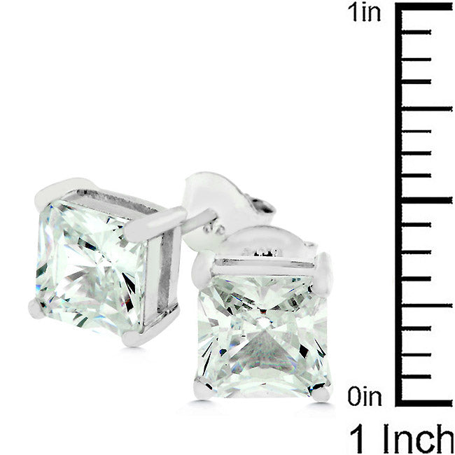 Sterling Silver Princess Cut Stud Earrings - The Best Accessory