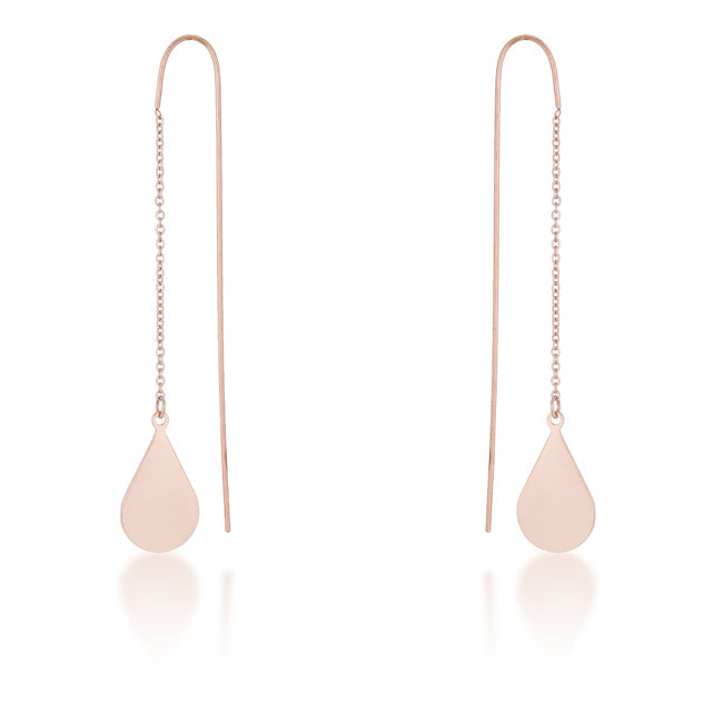 Chloe Rose Gold Stainless Steel Teardrop Threaded Drop Earrings - The Best Accessory