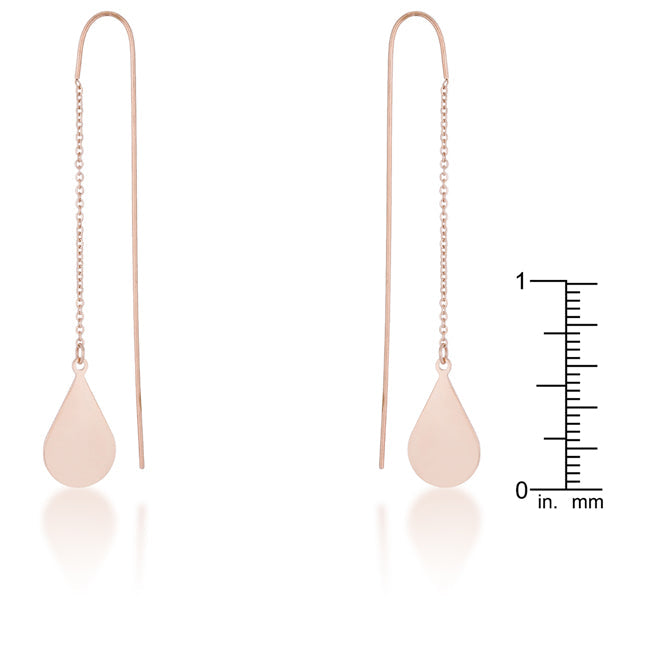 Chloe Rose Gold Stainless Steel Teardrop Threaded Drop Earrings - The Best Accessory
