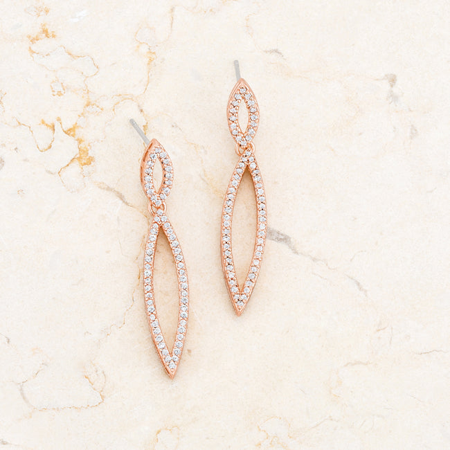 Sara 1.2ct CZ Rose Gold Delicate Double Teardrop Drop Earrings - The Best Accessory
