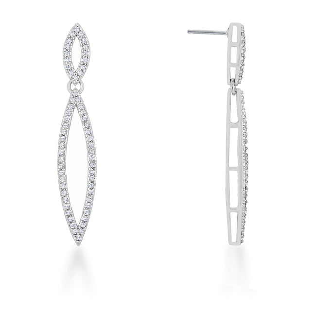 Sara 1.2ct CZ Rhodium Delicate Double Teardrop Drop Earrings - The Best Accessory