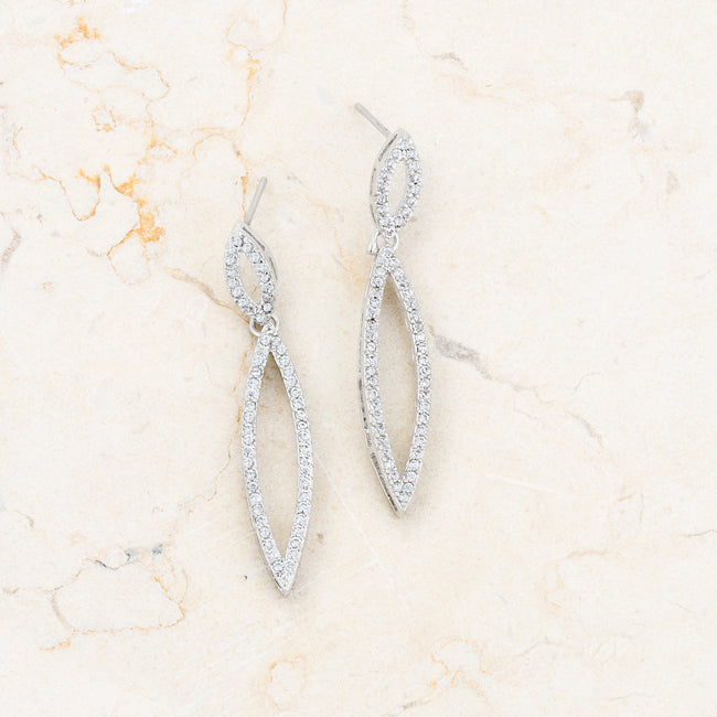 Sara 1.2ct CZ Rhodium Delicate Double Teardrop Drop Earrings - The Best Accessory