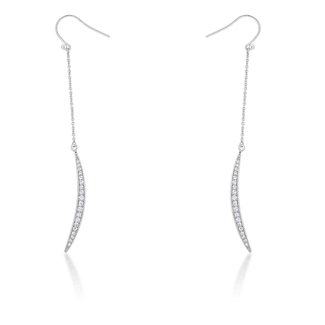 Luna 0.5ct CZ Rhodium Delicate Moon Drop Earrings - The Best Accessory