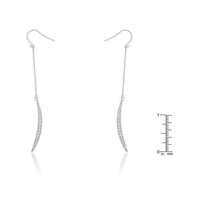 Luna 0.5ct CZ Rhodium Delicate Moon Drop Earrings - The Best Accessory