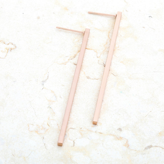 Carolee Rose Gold Stainless Steel Long Line Drop Earrings - The Best Accessory