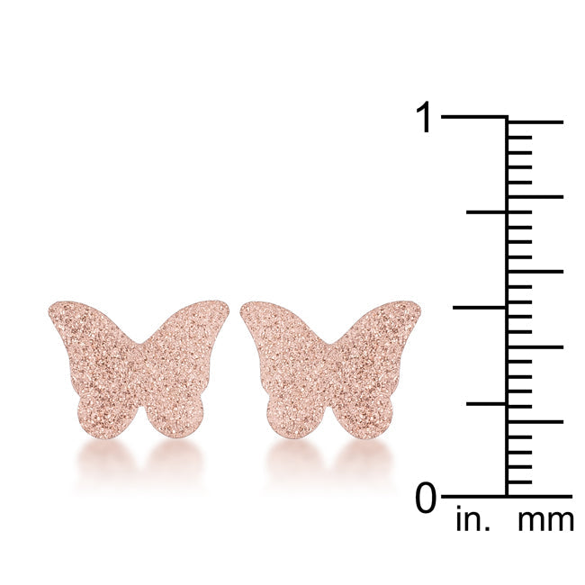 Jess Glittery Butterfly Rose Gold Stud Earrings - The Best Accessory