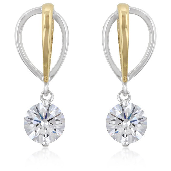 Two-tone Finish Cubic Zirconia Drop Earrings - The Best Accessory