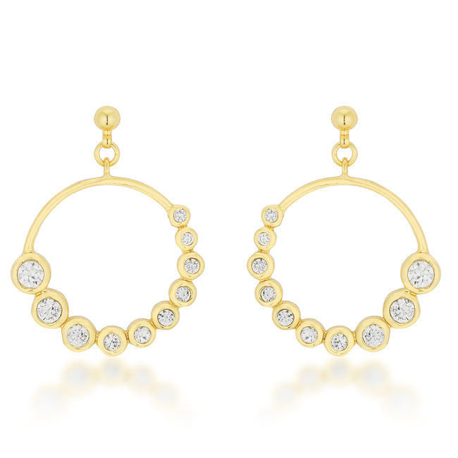 Golden Graduated Cubic Zirconia Circle Earrings - The Best Accessory