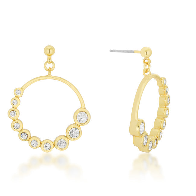 Golden Graduated Cubic Zirconia Circle Earrings - The Best Accessory