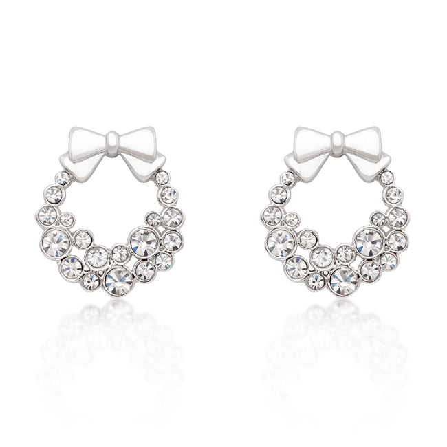 Holiday Wreath Clear Crystal Earrings - The Best Accessory