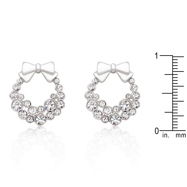 Holiday Wreath Clear Crystal Earrings - The Best Accessory