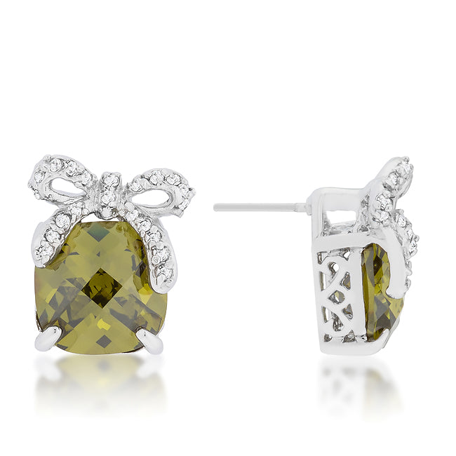 Olivine Drop Earrings with Bow - The Best Accessory