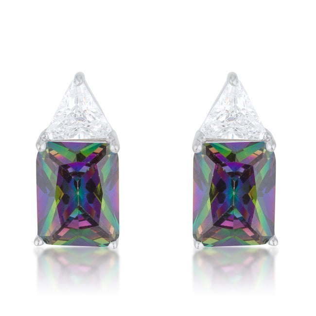Classic Mystic Cubic Zirconia Rhodium Stud Earrings - The Best Accessory