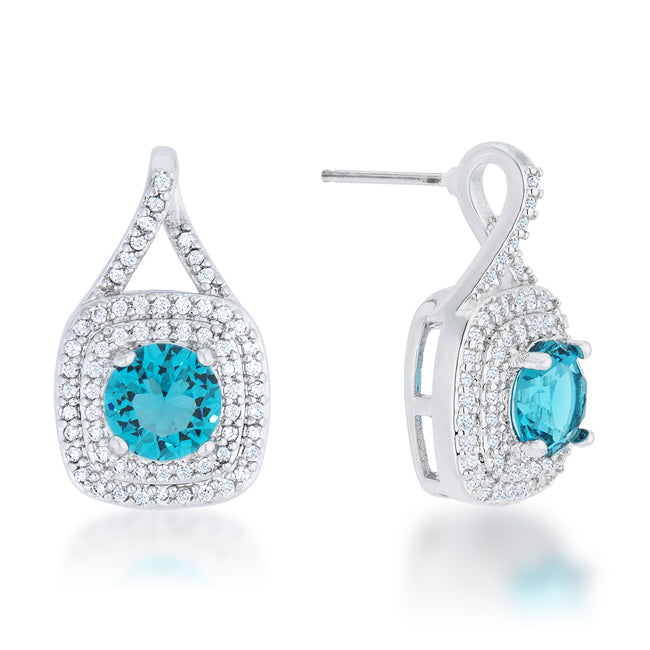 Christal 2.3ct Aqua CZ Rhodium Classic Drop Earrings - The Best Accessory
