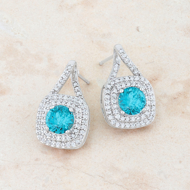 Christal 2.3ct Aqua CZ Rhodium Classic Drop Earrings - The Best Accessory