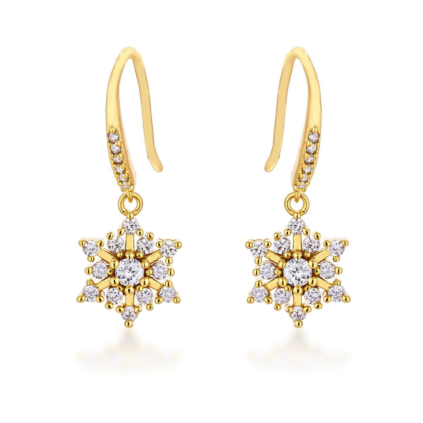 Dainty Gold Plated Snowflake Drop Earrings - The Best Accessory
