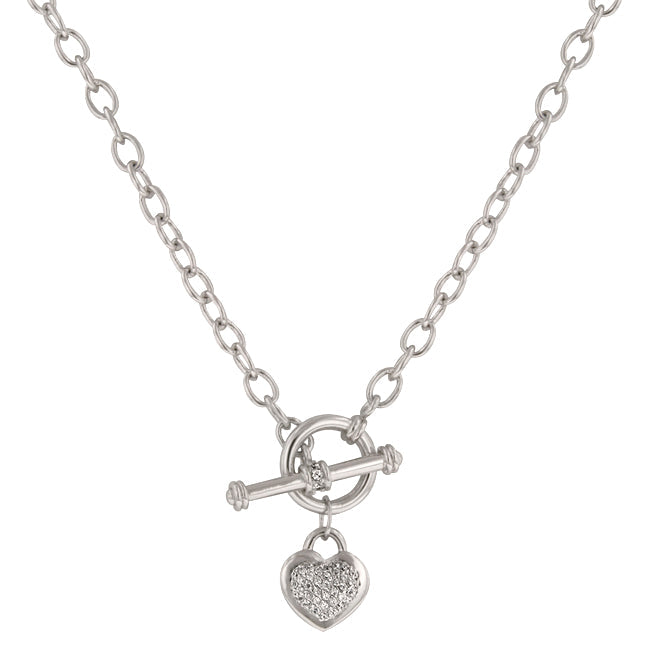 Toggle Pave Heart Necklace - The Best Accessory