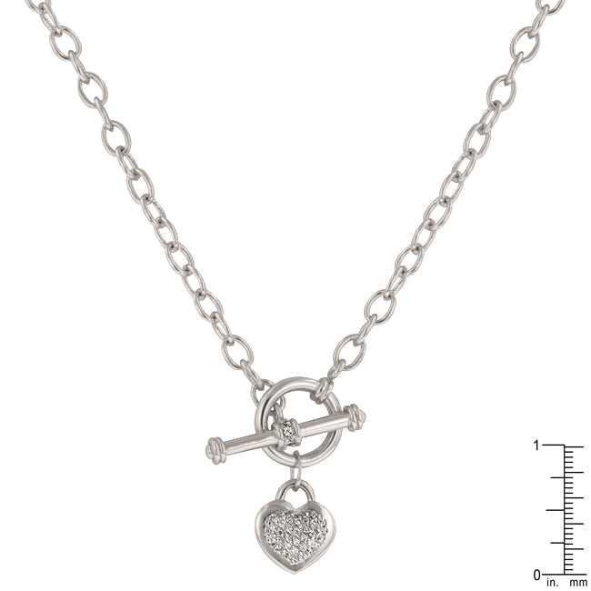 Toggle Pave Heart Necklace - The Best Accessory