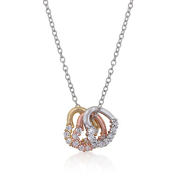 Tri-tone Hearts Cluster Necklace - The Best Accessory