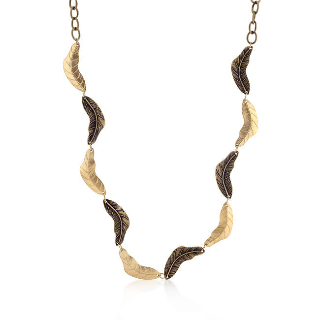 Vintage Leaf Two-tone Finish Necklace - The Best Accessory