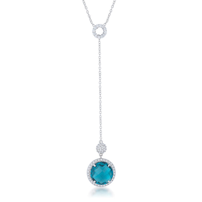 Lori 10.9ct Aqua CZ Rhodium Classic Drop Lariat Necklace - The Best Accessory