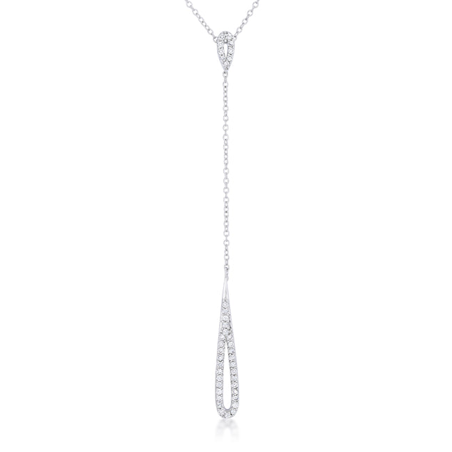 Chrisette 0.4ct CZ Rhodium Classic Drop Lariat Necklace - The Best Accessory