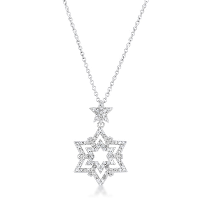 Stella 0.3ct CZ Rhodium Star Drop Necklace - The Best Accessory