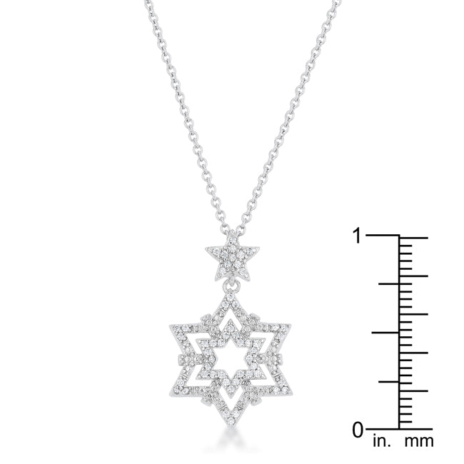 Stella 0.3ct CZ Rhodium Star Drop Necklace - The Best Accessory