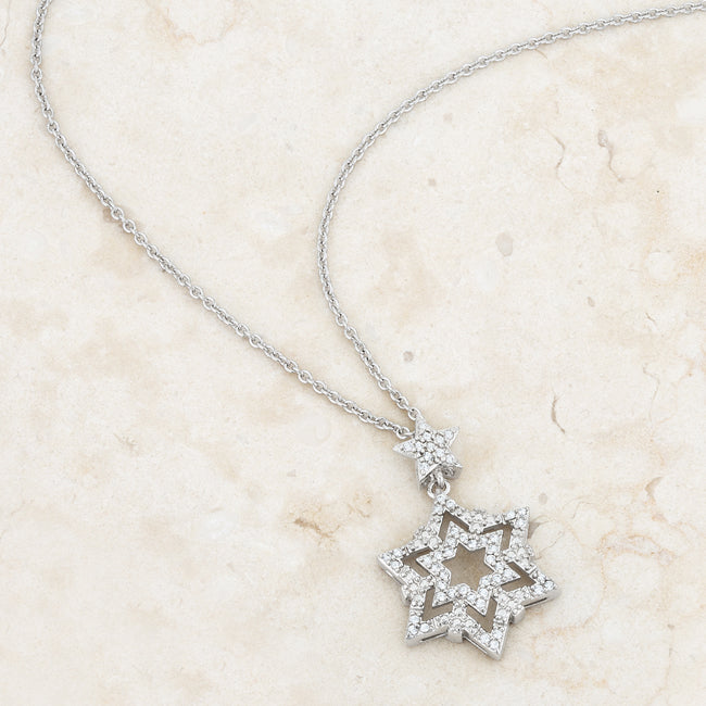 Stella 0.3ct CZ Rhodium Star Drop Necklace - The Best Accessory