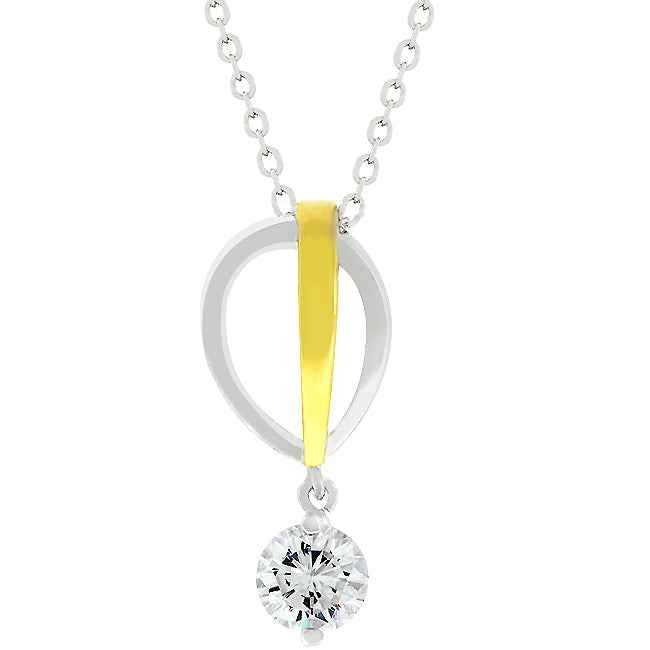 Two-tone Finish Raindrop Cubic Zirconia Pendant - The Best Accessory