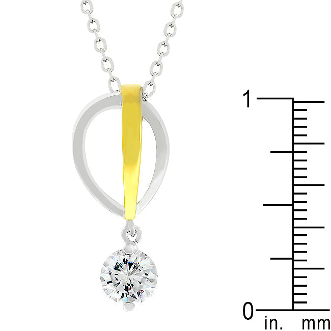 Two-tone Finish Raindrop Cubic Zirconia Pendant - The Best Accessory