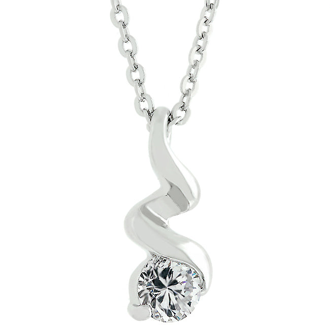 Rhodium Plated Finish Twist Pendant - The Best Accessory