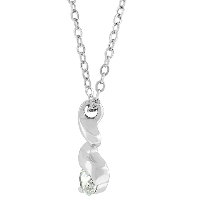 Rhodium Plated Finish Twist Pendant - The Best Accessory