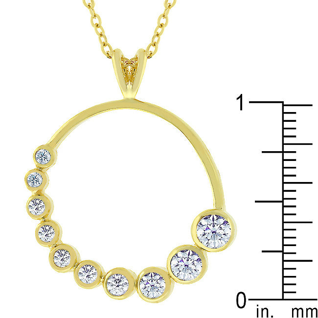 Golden Graduated Cubic Zirconia Circle Pendant - The Best Accessory
