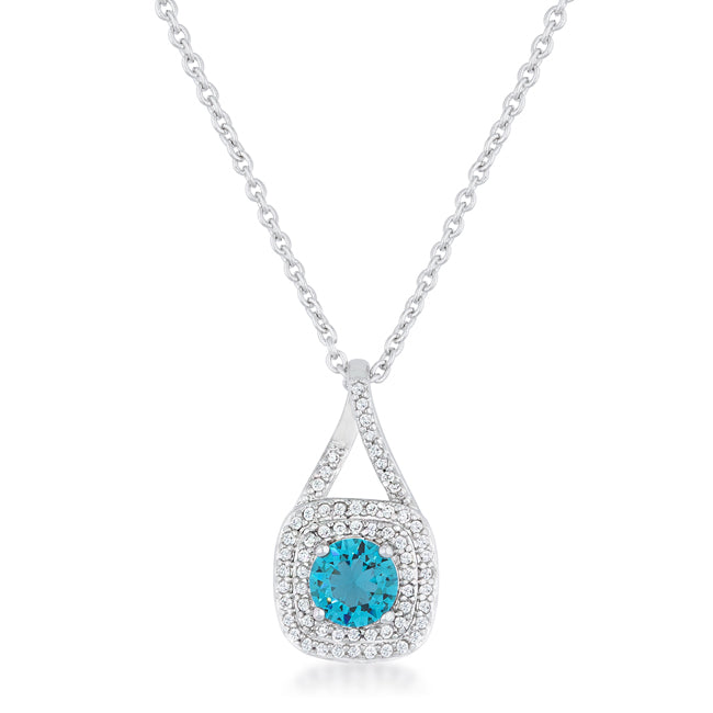 Christal 1.2ct Aqua CZ Rhodium Classic Necklace - The Best Accessory