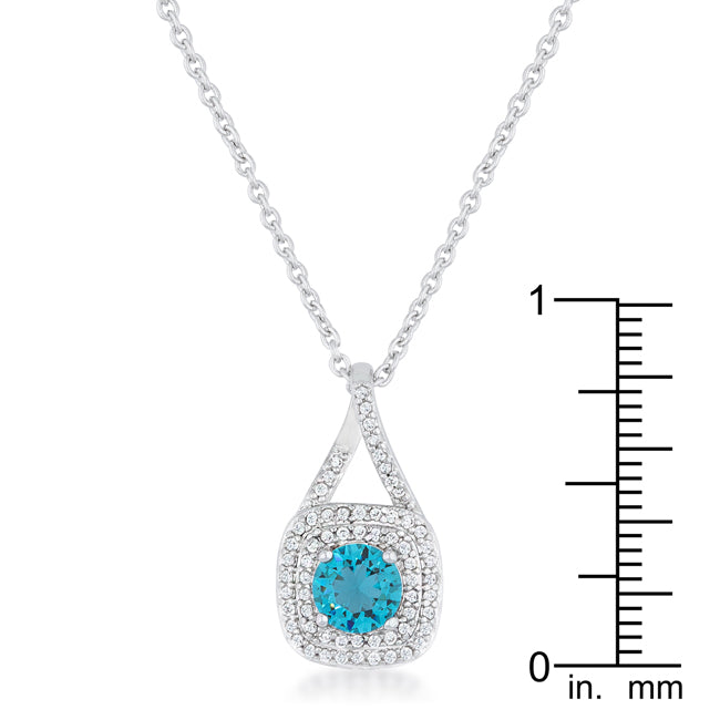Christal 1.2ct Aqua CZ Rhodium Classic Necklace - The Best Accessory