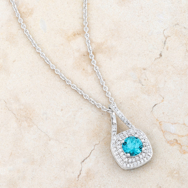 Christal 1.2ct Aqua CZ Rhodium Classic Necklace - The Best Accessory