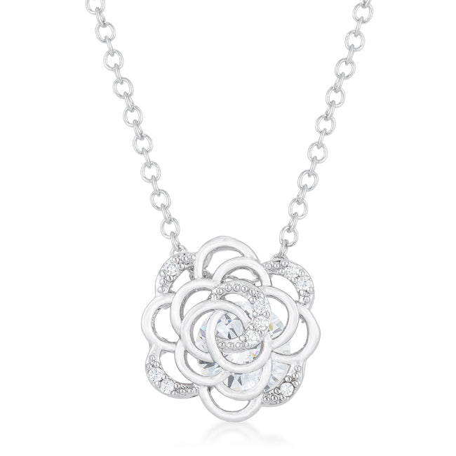 Maya 1.37ct CZ Rhodium Rose Drop Necklace - The Best Accessory