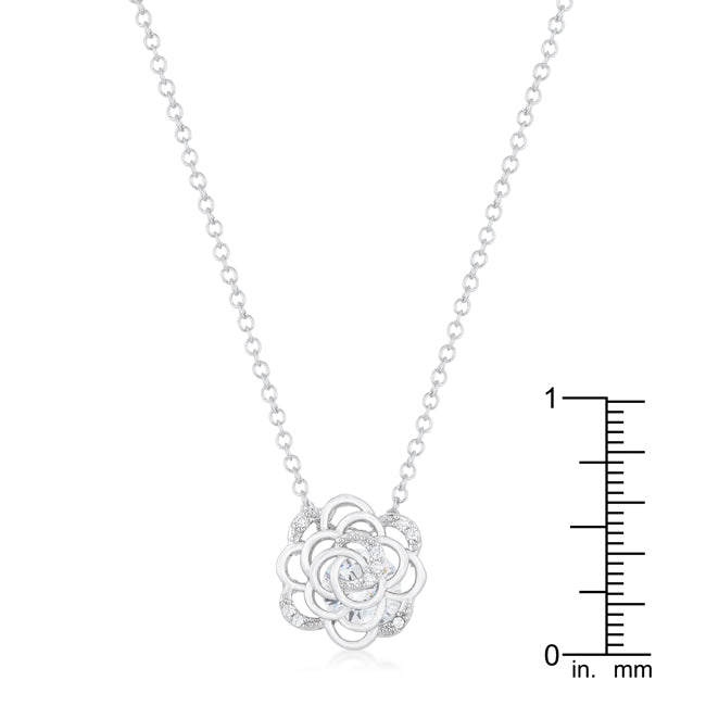 Maya 1.37ct CZ Rhodium Rose Drop Necklace - The Best Accessory