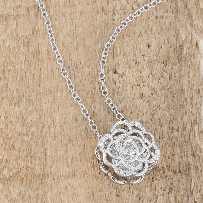 Maya 1.37ct CZ Rhodium Rose Drop Necklace - The Best Accessory