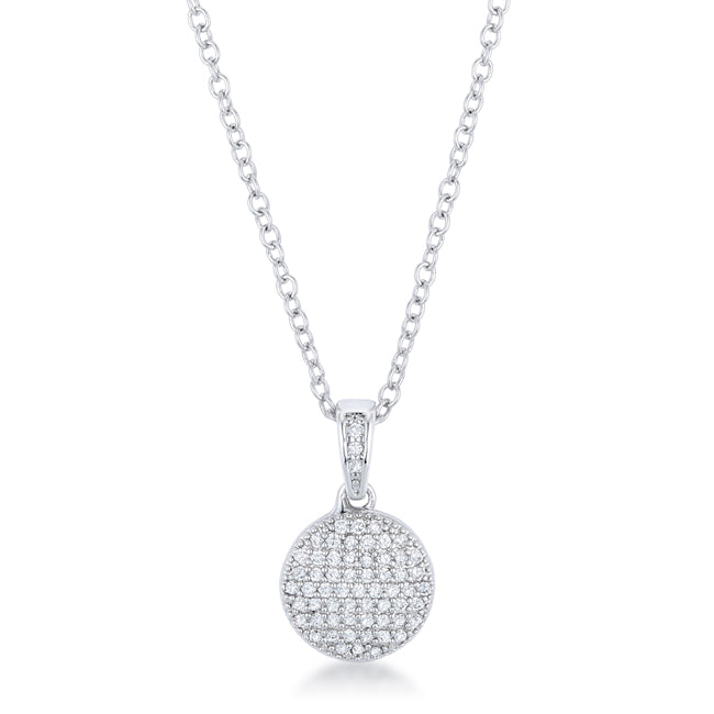 Rhodium Necklace with CZ Disk Pendant - The Best Accessory