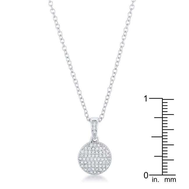 Rhodium Necklace with CZ Disk Pendant - The Best Accessory