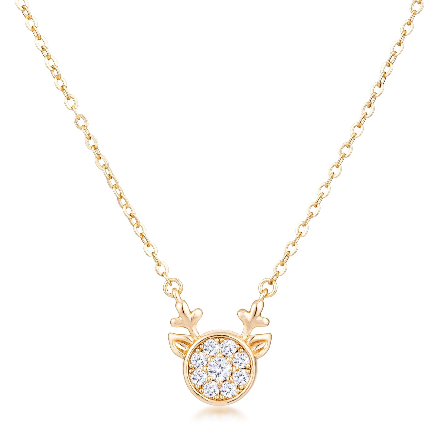 Gold Plated Reversible Champagne CZ Reindeer Pendant - The Best Accessory