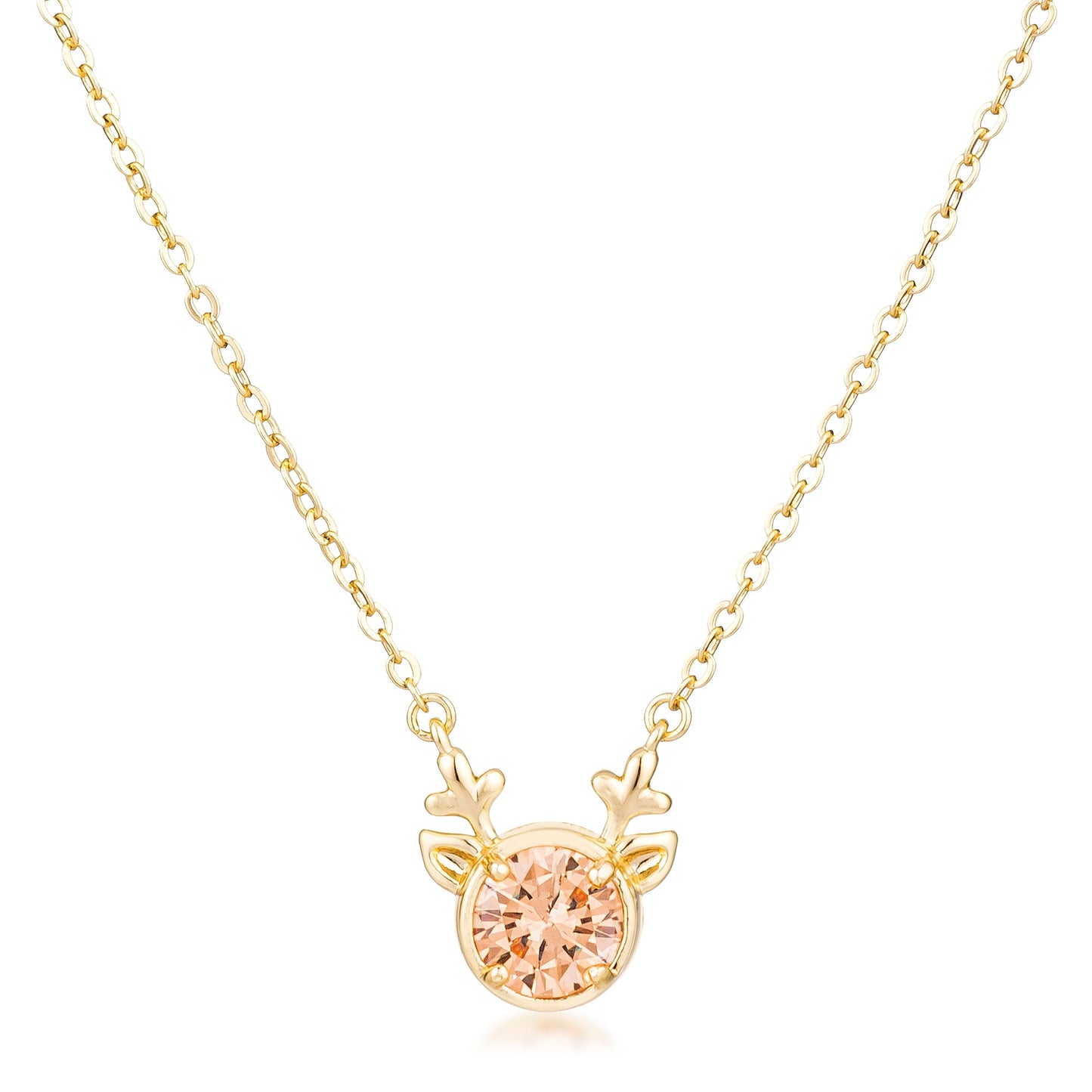Gold Plated Reversible Champagne CZ Reindeer Pendant - The Best Accessory