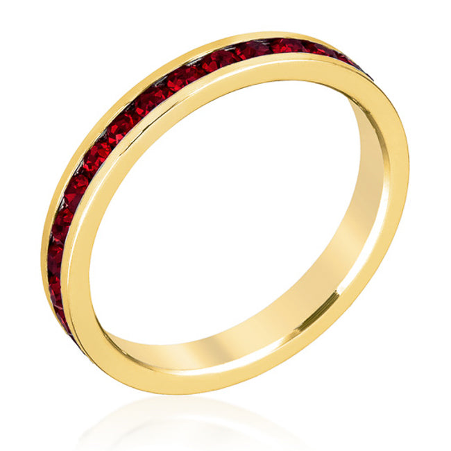 Stylish Stackables with Garnet in Gold Crystal Ring - The Best Accessory