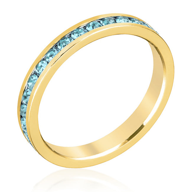 Stylish Stackables Aqua Crystal Gold Ring - The Best Accessory